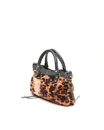 Balenciaga Leopard First Bag In Brown