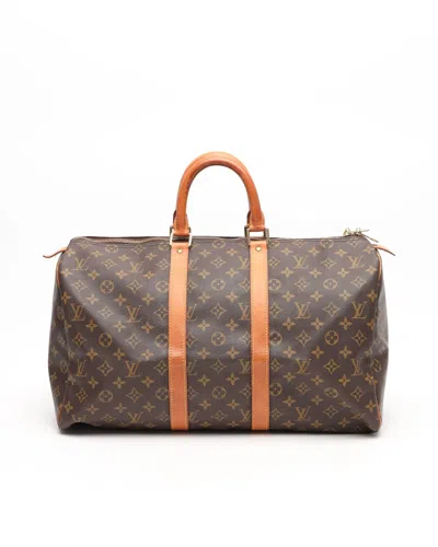 Pre-owned Louis Vuitton Monogram Keepall 45 Weekend Bag In Brown