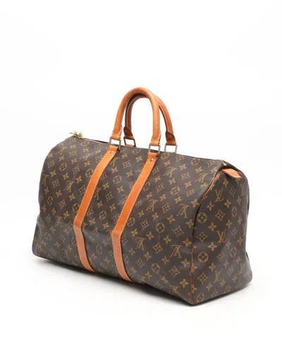 Pre-owned Louis Vuitton Monogram Keepall 45 Weekend Bag In Brown