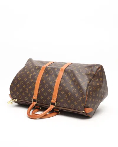 Pre-owned Louis Vuitton Monogram Keepall 45 Weekend Bag In Brown