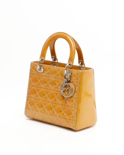Dior Christian  Medium Patent Lady  Bag In Yellow