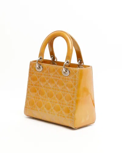 Dior Christian  Medium Patent Lady  Bag In Yellow