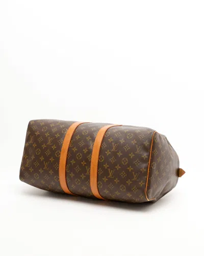 Pre-owned Louis Vuitton Monogram Keepall 45 Weekend Bag In Brown