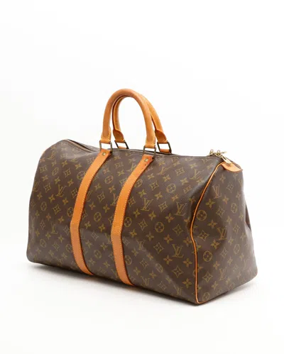 Pre-owned Louis Vuitton Monogram Keepall 45 Weekend Bag In Brown