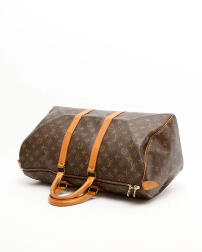 Pre-owned Louis Vuitton Monogram Keepall 45 Weekend Bag In Brown