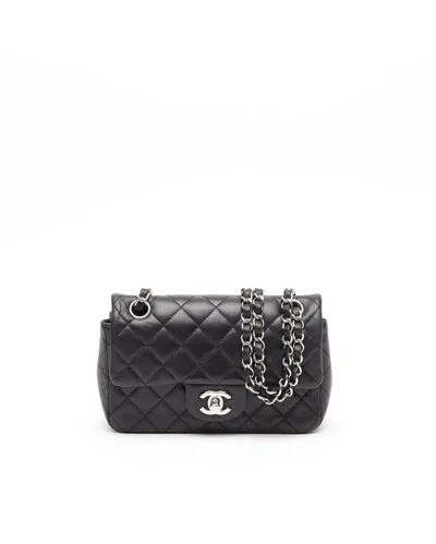 Pre-owned Chanel Classic Mini Rectangular Single Flap Bag In Black