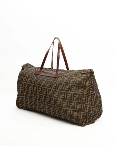 Fendi Zucca Foldable Weekend Bag In Brown