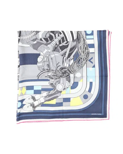 Pre-owned Hermes Hermès 100 Robocabar Cashmere Silk Scarf In Multi