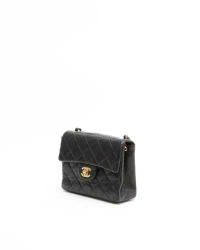 Pre-owned Chanel Classic Mini Square Single Flap Bag In Black