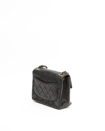 Pre-owned Chanel Classic Mini Square Single Flap Bag In Black