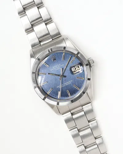 Rolex Oyster Perpetual Date 34mm Ref 1501 Rare Blue Sigma Dial Watch In Metallic