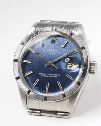 Rolex Oyster Perpetual Date 34mm Ref 1501 Rare Blue Sigma Dial Watch In Metallic
