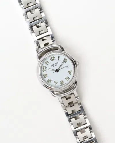 Pre-owned Hermes Hermès Pullman 25mm Ref Pu2.210 Watch In White