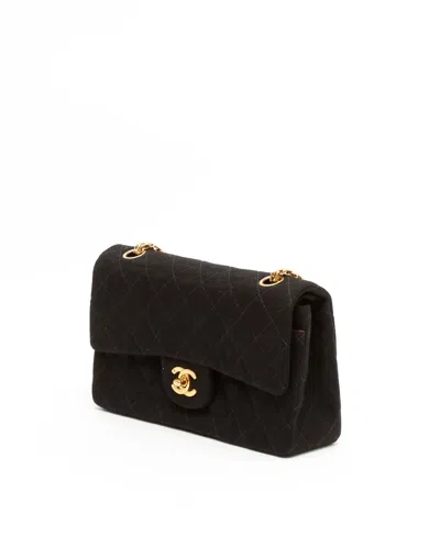 Pre-owned Chanel Classic Small Jersey Double Flap Bag In Black