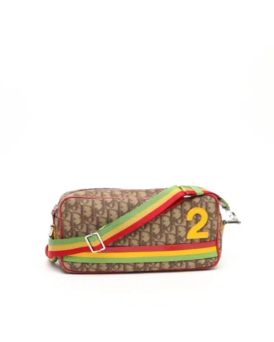 Dior Christian  Oblique Rasta Camera Bag In Multi