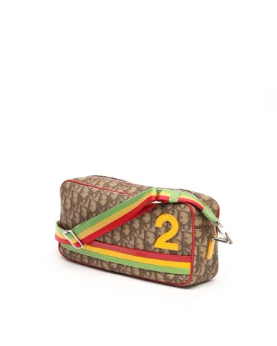 Dior Christian  Oblique Rasta Camera Bag In Multi