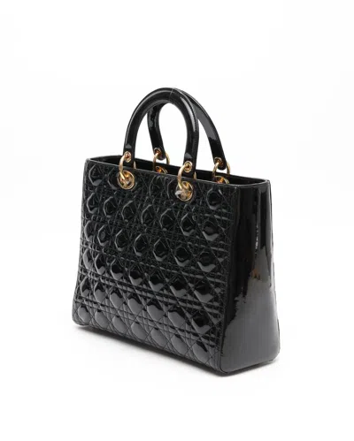 Dior Christian  Large Patent Lady  Bag In Black