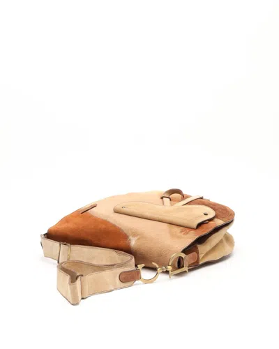 Dior Christian  Large Suede Saddle Bag In Multi