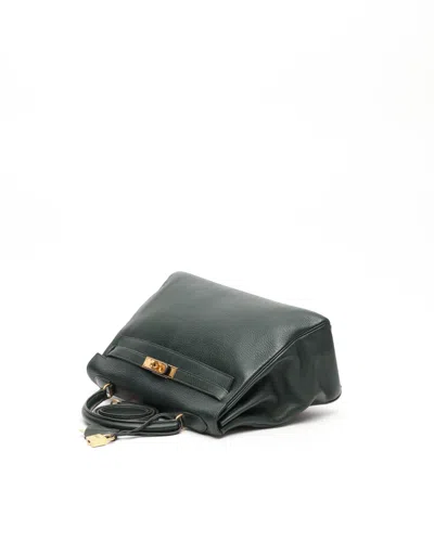 Pre-owned Hermes Hermès Kelly 32 Retourne Taurillon Clemence Bag In Green