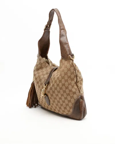 Gucci Gg New Jackie Tassel Bamboo Bag In Brown
