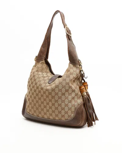 Gucci Gg New Jackie Tassel Bamboo Bag In Brown