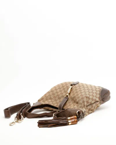 Gucci Gg New Jackie Tassel Bamboo Bag In Brown