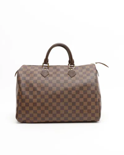 Pre-owned Louis Vuitton Damier Ebene Speedy 35 Bag In Brown