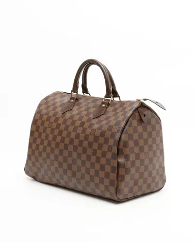Pre-owned Louis Vuitton Damier Ebene Speedy 35 Bag In Brown