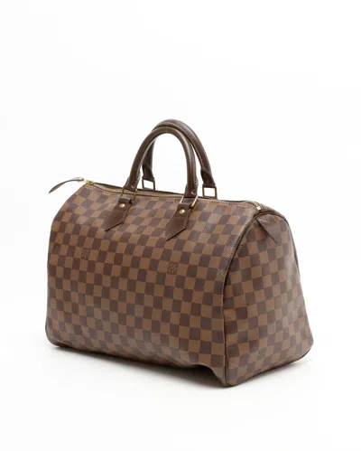 Pre-owned Louis Vuitton Damier Ebene Speedy 35 Bag In Brown