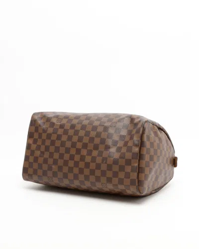 Pre-owned Louis Vuitton Damier Ebene Speedy 35 Bag In Brown