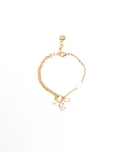 Dior Christian  Petit Cd Rhinestone Bracelet In Gold