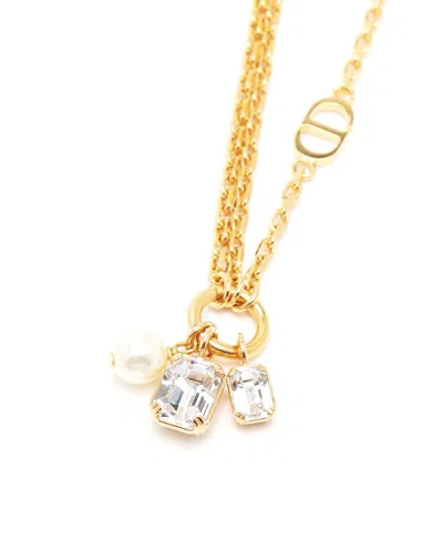 Dior Christian  Petit Cd Rhinestone Bracelet In Gold