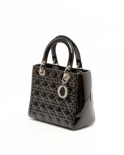 Dior Christian  Medium Patent Lady  Bag In Black