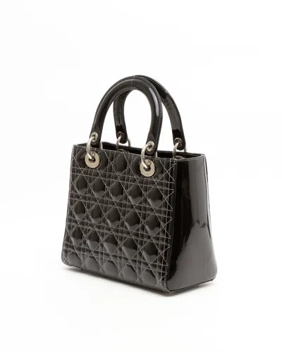 Dior Christian  Medium Patent Lady  Bag In Black
