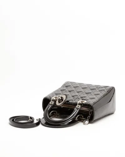 Dior Christian  Medium Patent Lady  Bag In Black