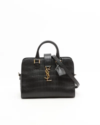 Saint Laurent Monogram Croc Baby Cabas Bag In Orange