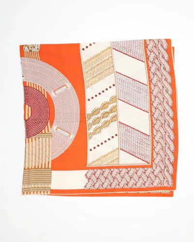 Pre-owned Hermes Hermès 140 Cashmere Silk Scarf In Orange