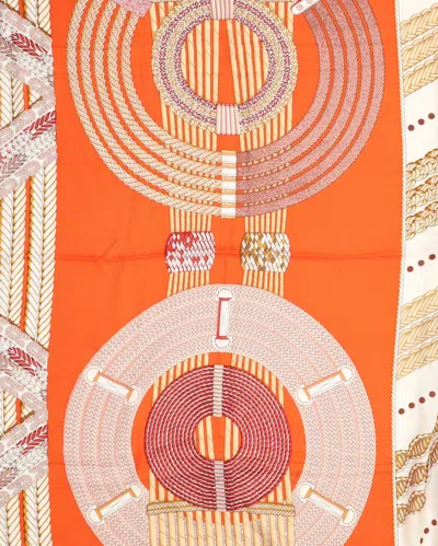 Pre-owned Hermes Hermès 140 Cashmere Silk Scarf In Orange