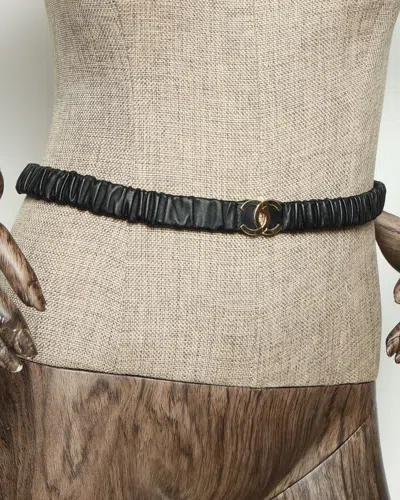 Pre-owned Chanel Interlocking Cc Logo Belt In Black