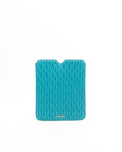 Miu Miu Matelassé Ipad Case In Green