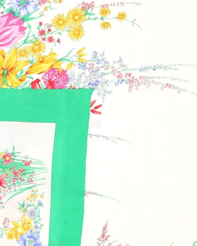 Dior Christian  90 Floral Silk Scarf In Green