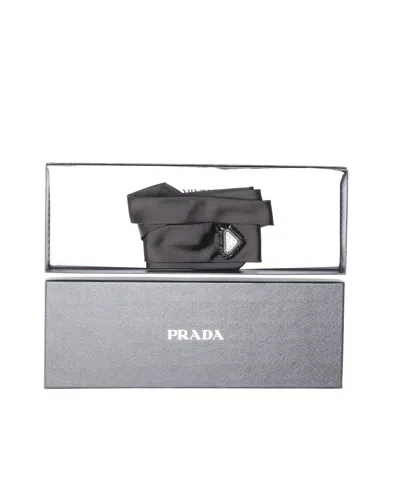 Prada Triangle Logo Silk Necktie In Black