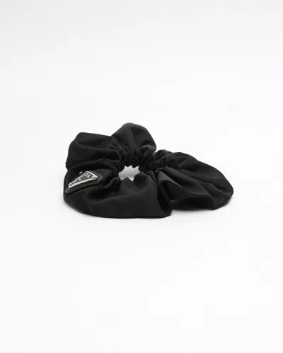 Prada Logo Hair Scrunchies In Black