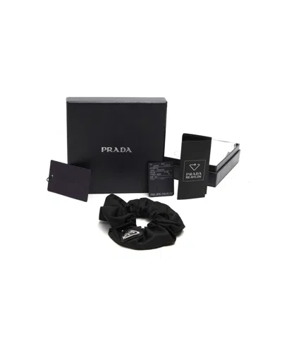 Prada Logo Hair Scrunchies In Black