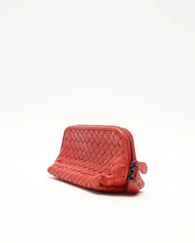 Bottega Veneta Intrecciato Leather Toiletry Pouch In Red