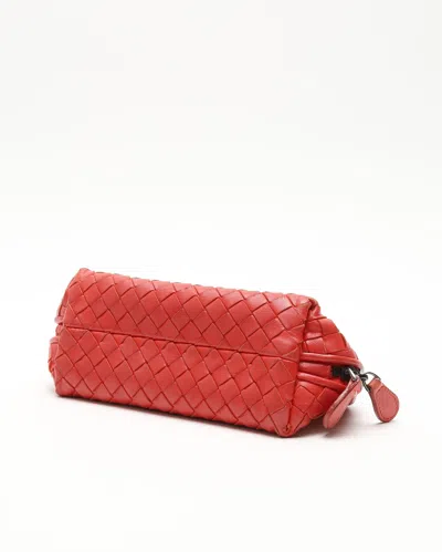 Bottega Veneta Intrecciato Leather Toiletry Pouch In Red