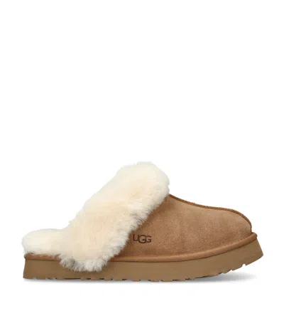 Ugg Suede Disquette Slippers In Brown