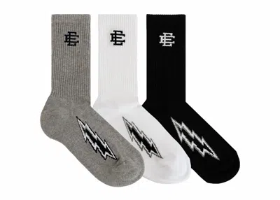 Pre-owned Eric Emanuel Ee Bolt Socks In Black/grey/white In Multi