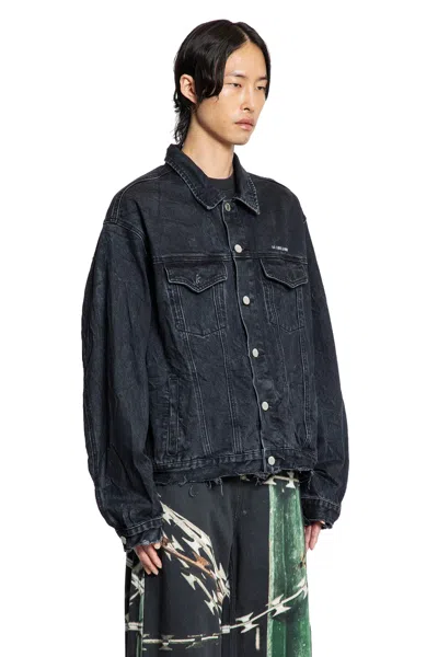 44 Label Group Simulation Buttoned Denim Jacket In Black