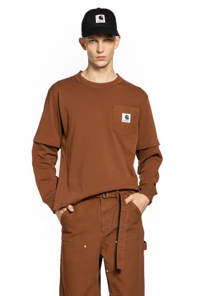 Sacai X Carhartt Wip T-shirt In Brown